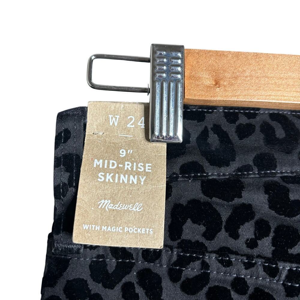 Madewell 9" Mid Rise Skinny Jeans Flocked Leopard Edition Size 24 - Picture 7 of 7